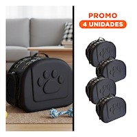 Pack4 Morral en Color Negro con Aplicacion Huellita en Goma de Presencia Moderna